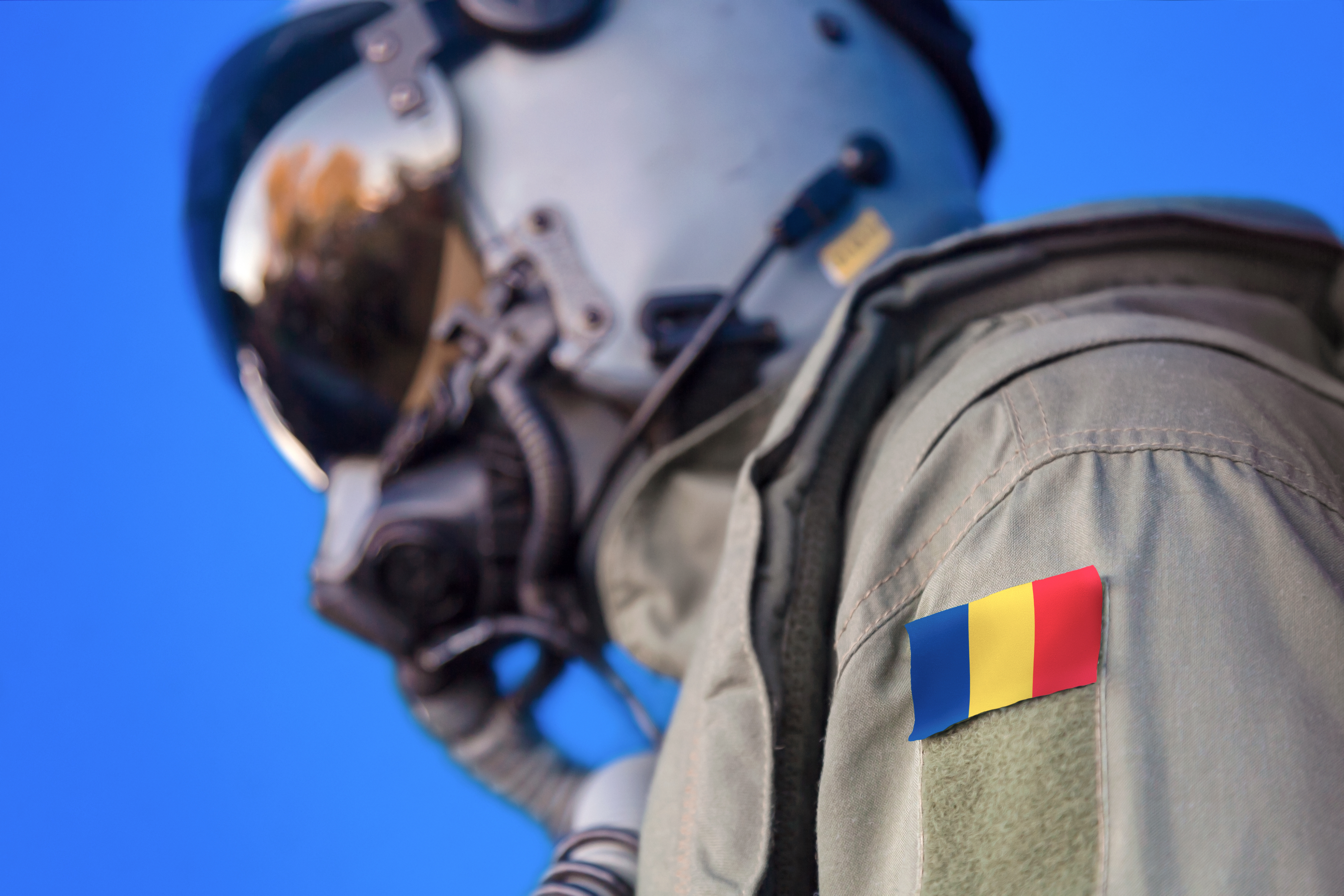 Airforce pilot with Romanian flag