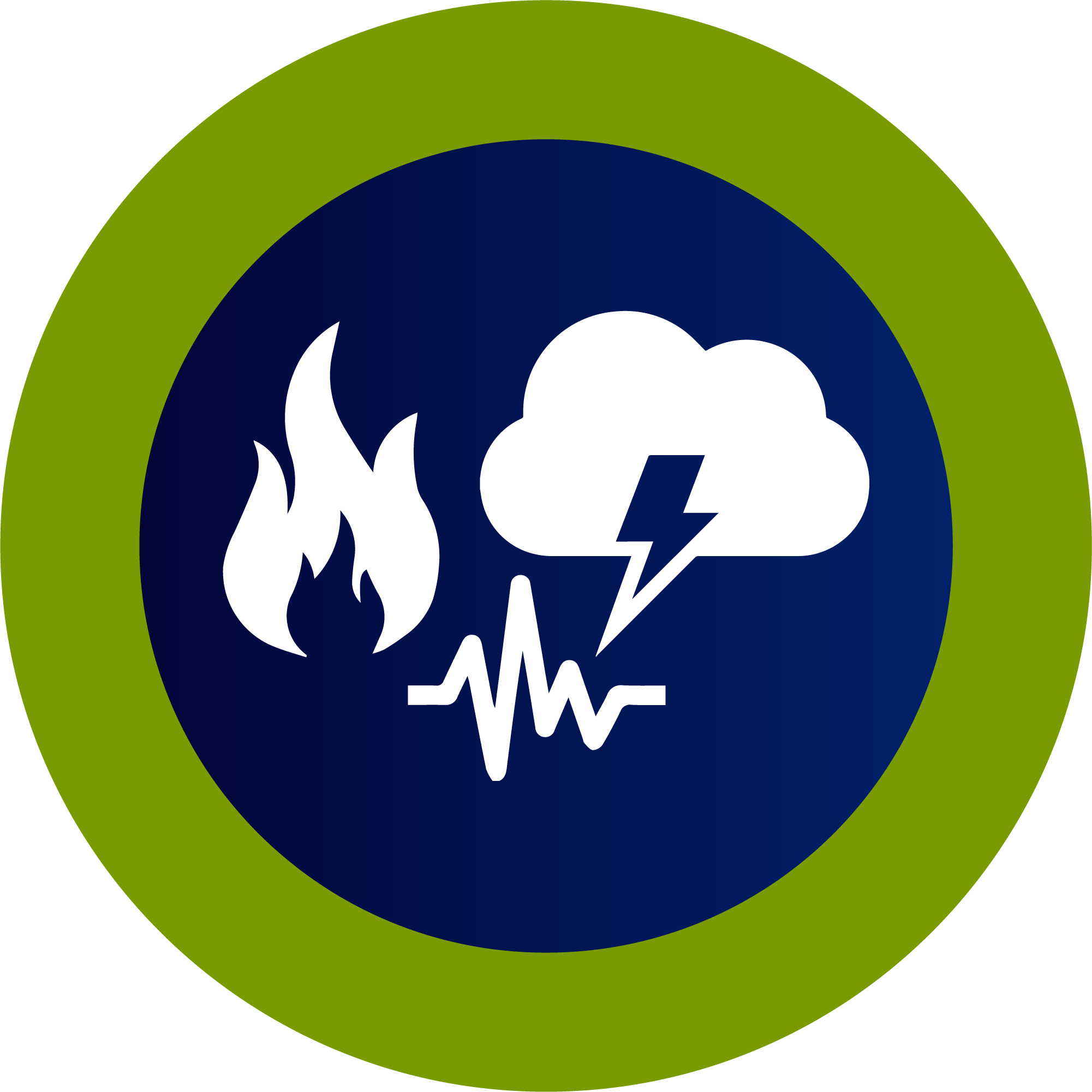 fire, cloud with lighting, and sound waves signs