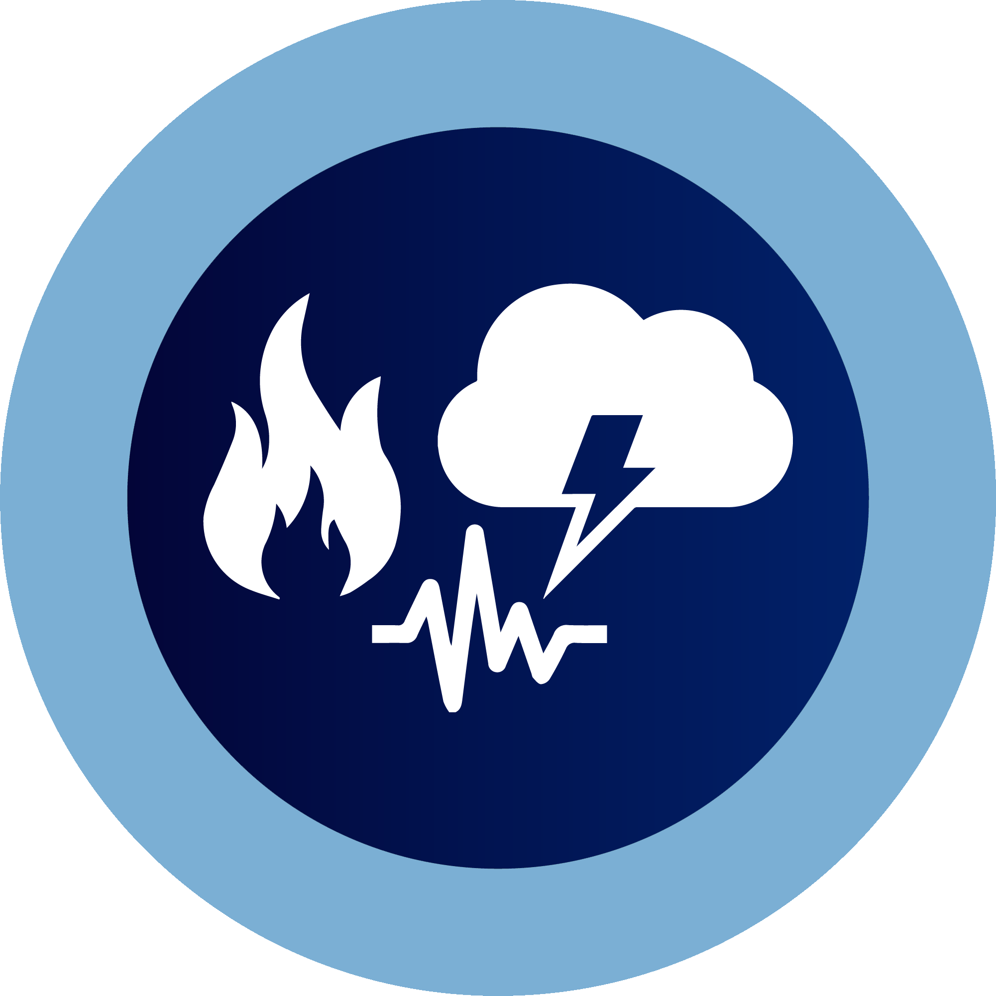 fire, cloud with lighting, and sound waves signs