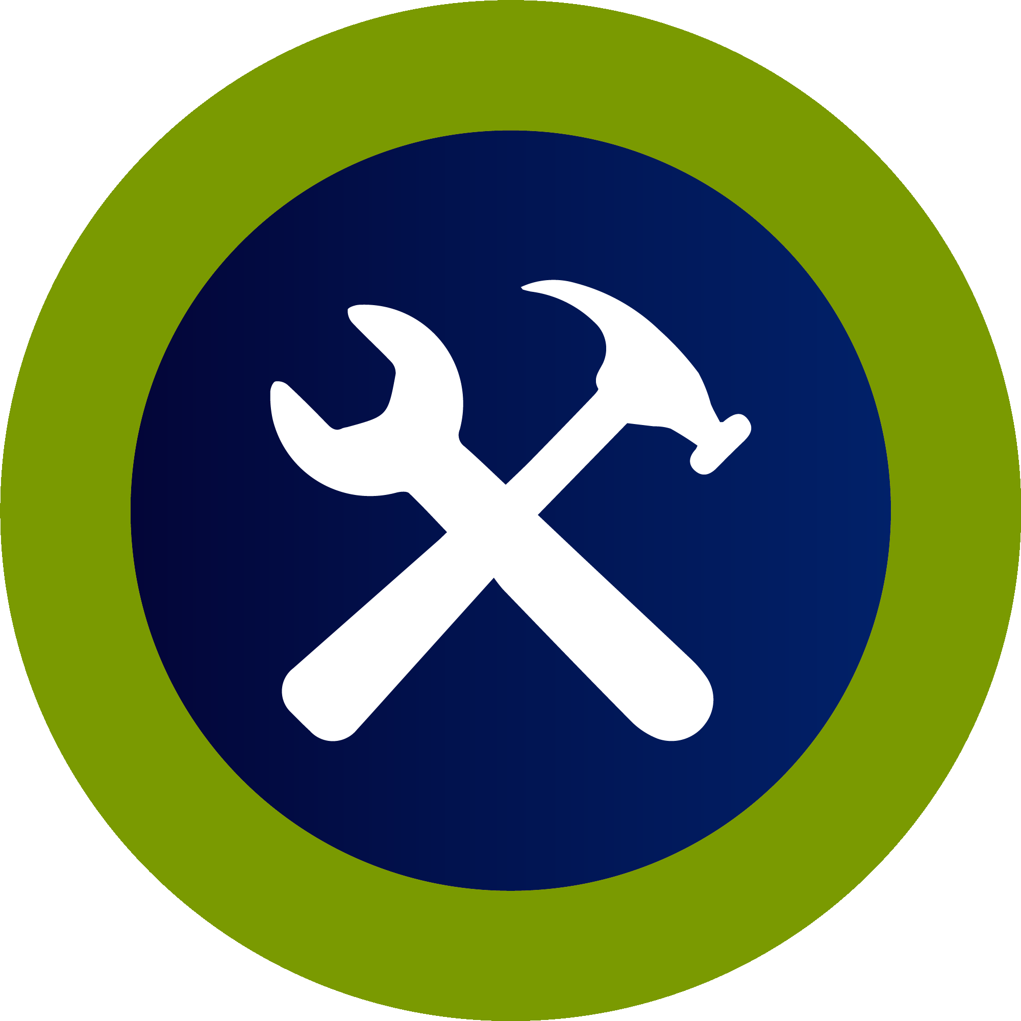 image of a wrench in a cross with a hammer