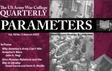 A picture of a book cover called Parameters with purple columns and soldiers sitting in the background