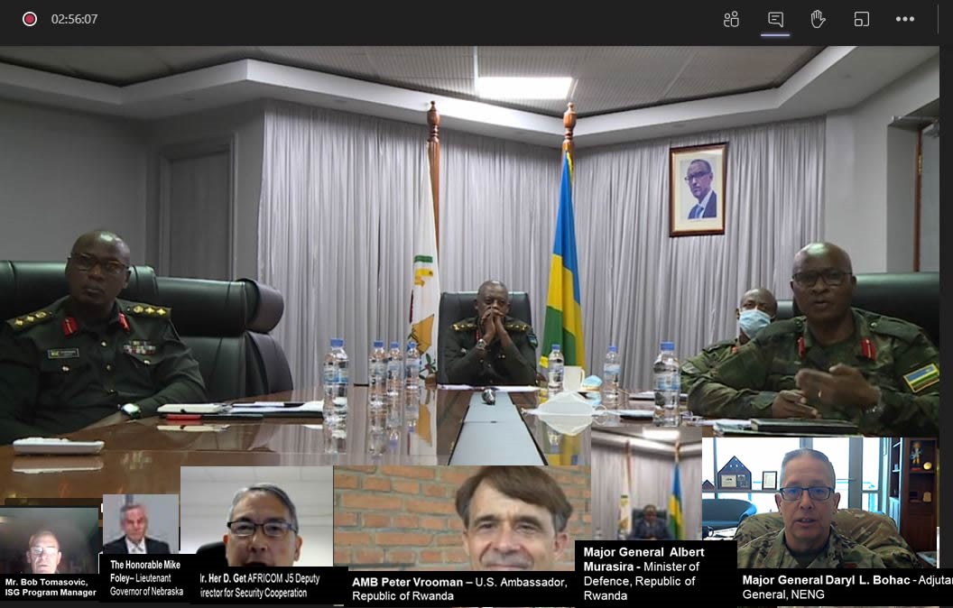 Screenshot of teams meeting with uniformed personnel and the chat box open on right side