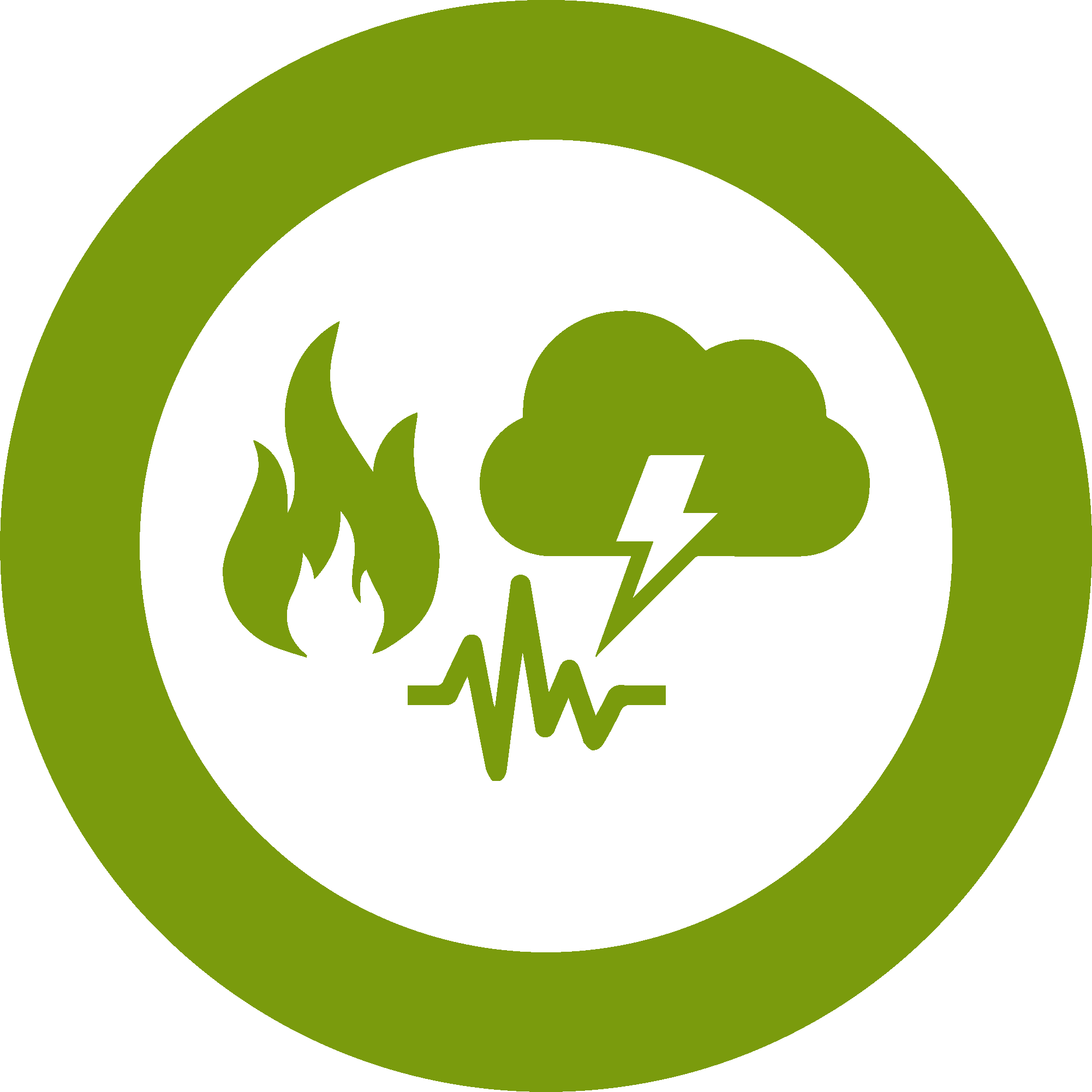 graphic of fire, thunder and health bar