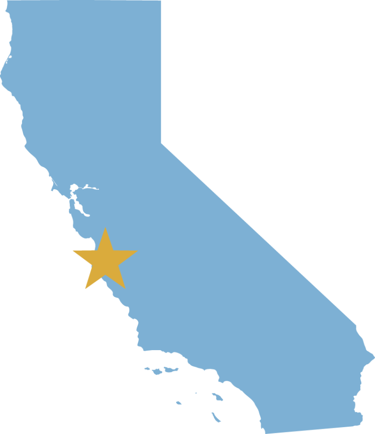 blue map with a golden star